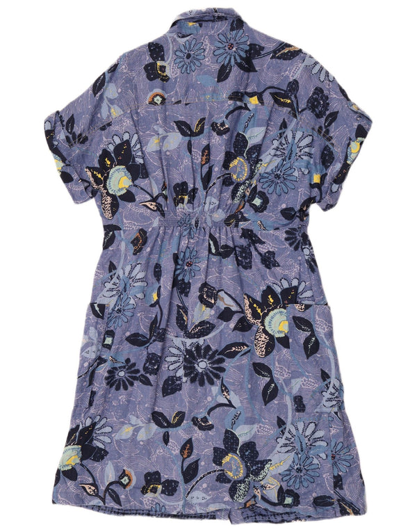 White Stuff Rochie cămașă pentru femei UK 12 Medium Blue Floral Linen
