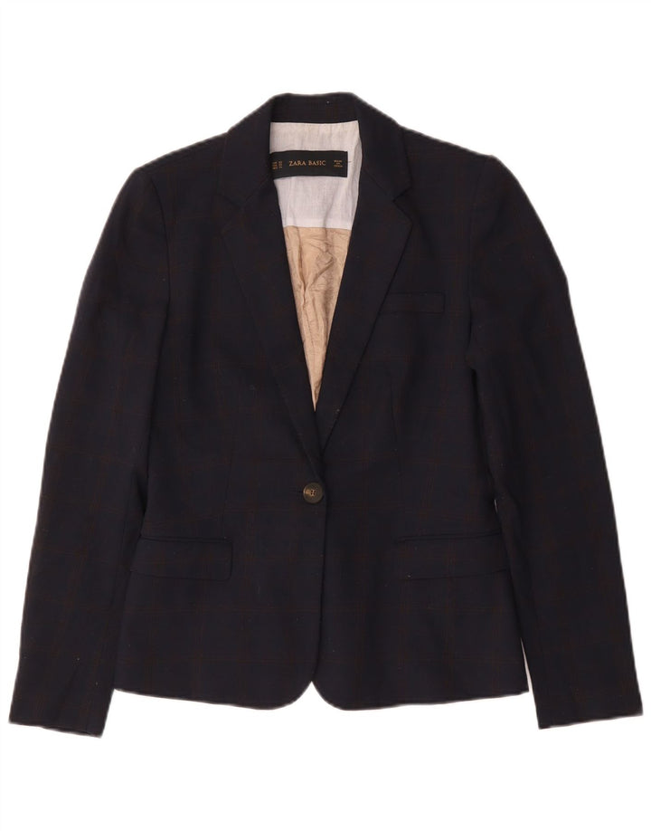 Sacou blazer pentru femei Zara cu 1 nasture UK 6 XS Poliester bleumarin