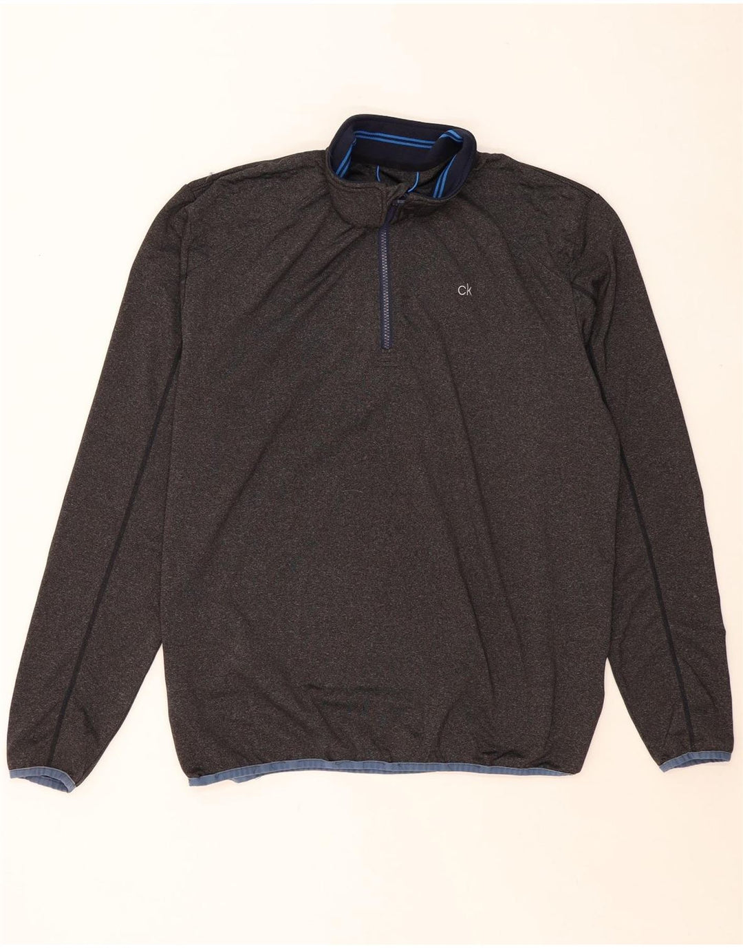 Trening CALVIN KLEIN pentru bărbați, cu fermoar, cu gât, pulover, XL, poliester, gri