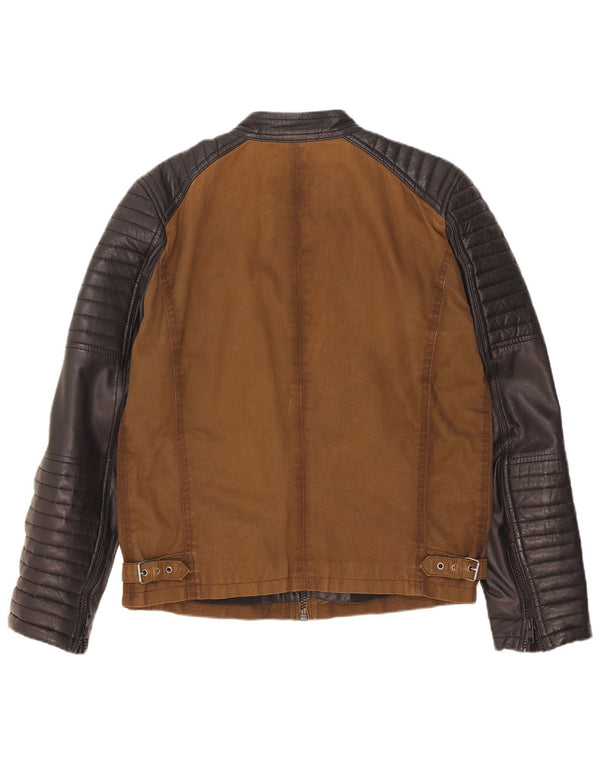 Jachetă Racer pentru bărbați Freaky Nation UK 38 Medium Brown Colorblock