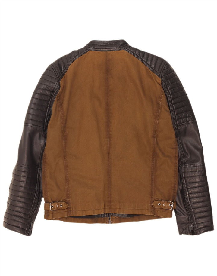 Jachetă Racer pentru bărbați Freaky Nation UK 38 Medium Brown Colorblock
