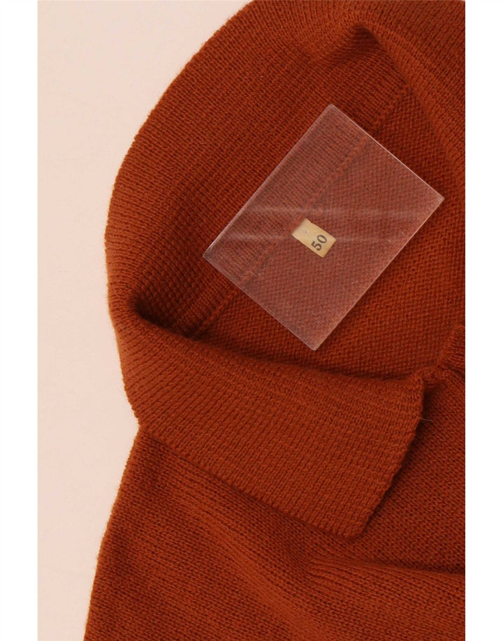 Pulover vintage pentru bărbați cu gât polo IT 50 maro mediu cu dungi