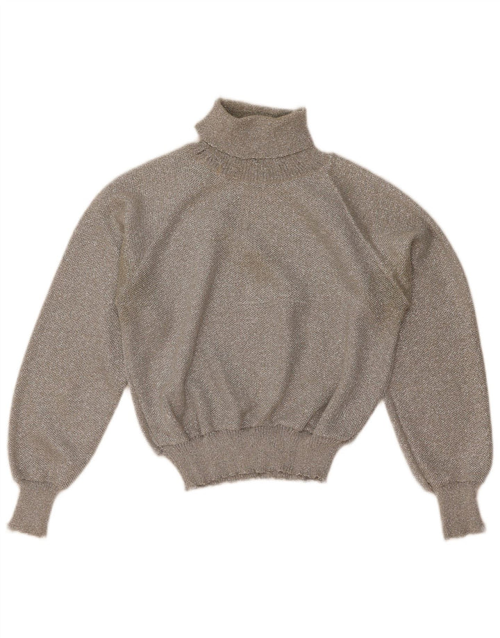 Pulover vintage pentru femei cu gât rulat, pulover UK 12, gri mediu
