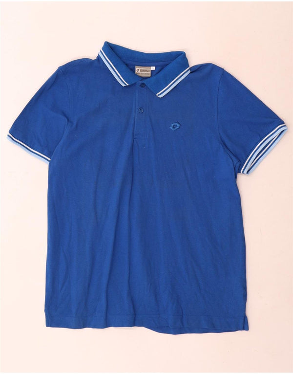 Tricou polo pentru bărbați Lotto, bumbac cu dungi albastre mari