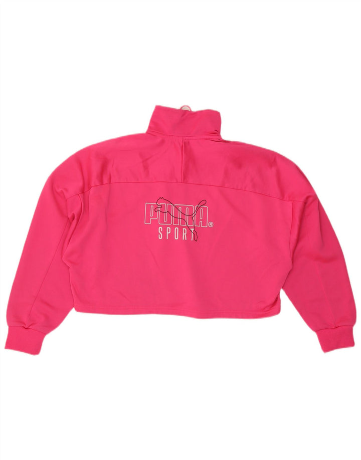 Pulover pentru femei Puma, supradimensionat, cu grafic, cu fermoar, cu gât, UK 14, Roz mediu