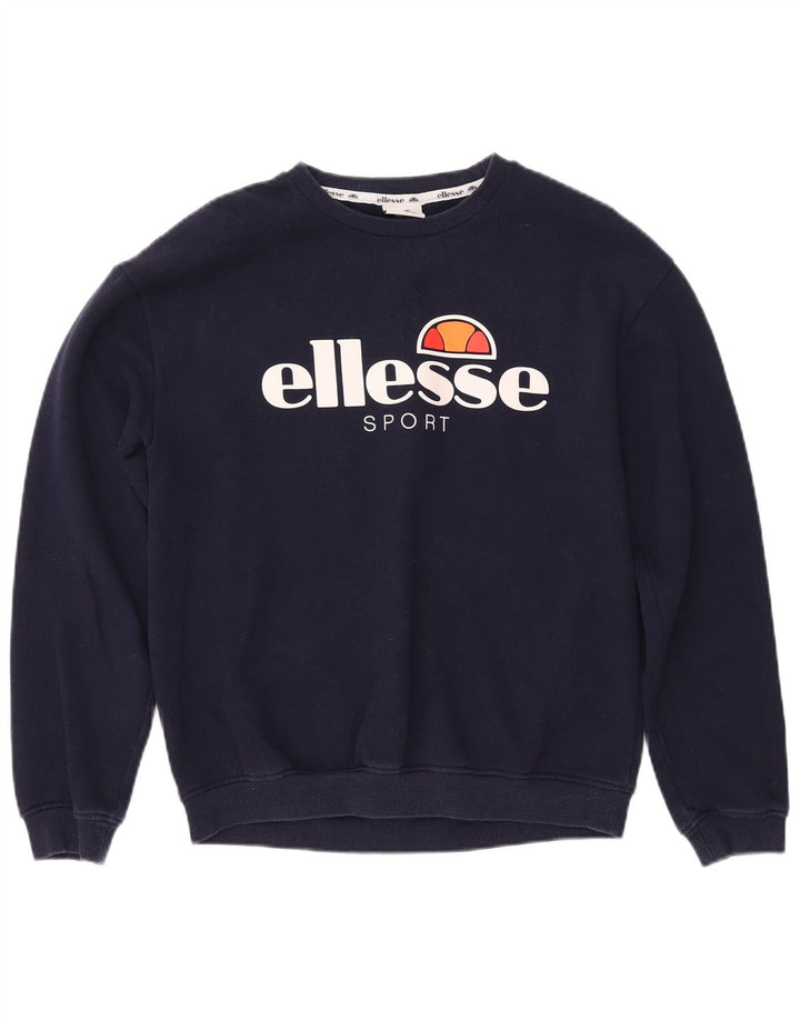 Hanorac cu grafic pentru femei ELLESSE Pulover UK 12 Mediu Bumbac bleumarin