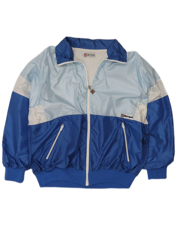 Vintage Womens Oversized Tracksuit Top Jacket IT 44 Medium Blue Colourblock