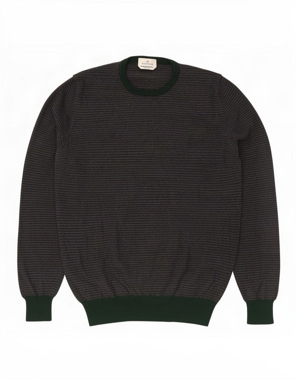Pulover Brooksfield pentru bărbați cu gât roșu IT 54 XL, lână gri cu dungi