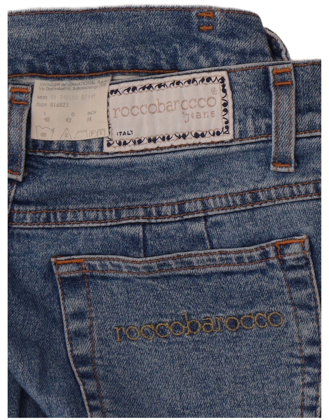 Blugi drepti pentru femei Roccobarocco W34 L29 Albastru