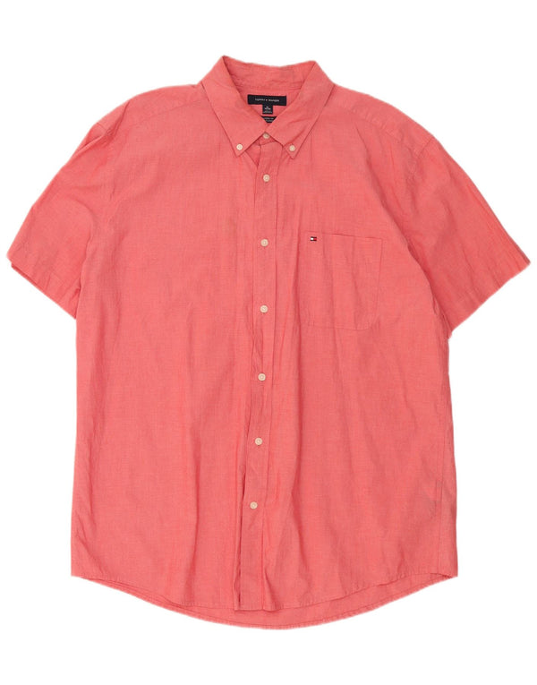Cămașă cu mânecă scurtă pentru bărbați Tommy Hilfiger, cu ajustare clasică, XL, bumbac roșu