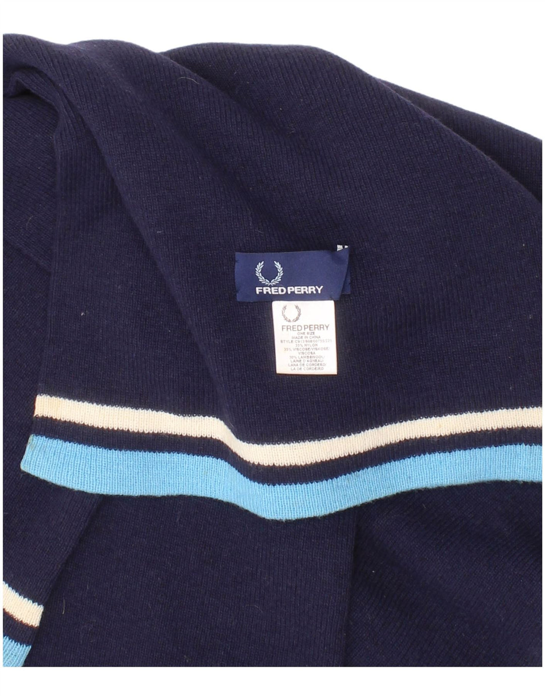 Eșarfă dreptunghiulară pentru bărbați Fred Perry, mărime unică, nailon cu dungi bleumarin