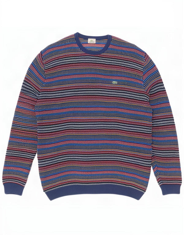 Pulover pentru bărbați Lacoste cu decolteu triplu, mărimea 7 2XL, cu dungi multicolore