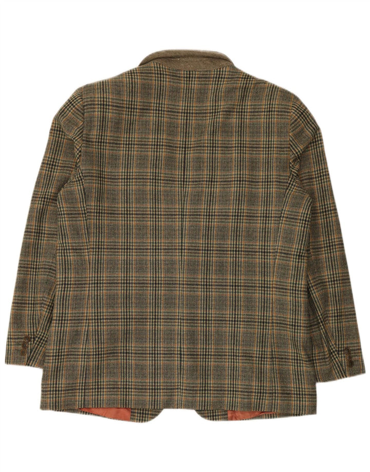 Jachetă vintage pentru bărbați cu 2 nasturi IT 54 2XL Lână verde Houndstooth