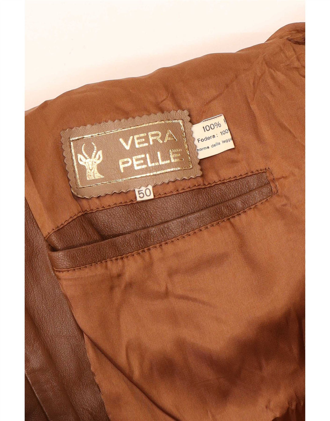 Geacă de piele vintage pentru bărbați IT 50 mare maro