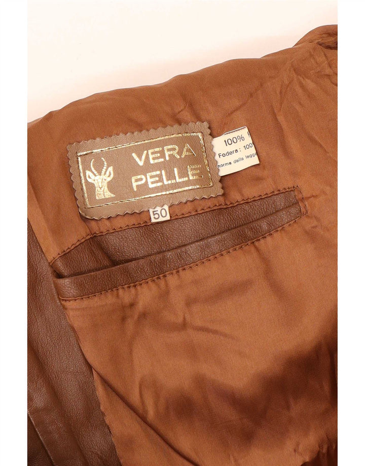 Geacă de piele vintage pentru bărbați IT 50 mare maro