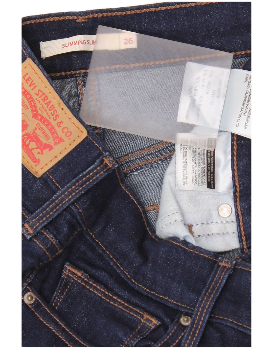 Blugi Levi's pentru femei Slimming Slim W26 L32 Bumbac bleumarin