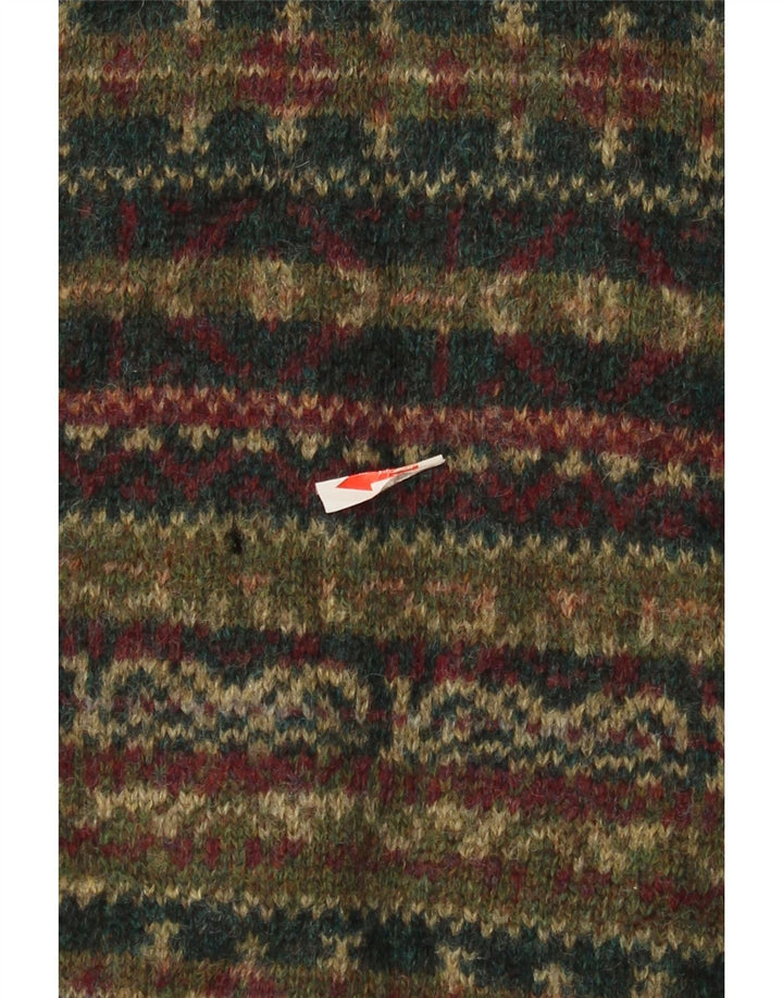 Pulover Cardigan Vintage Bărbați Mediu Multicolor Lână Fair Isle