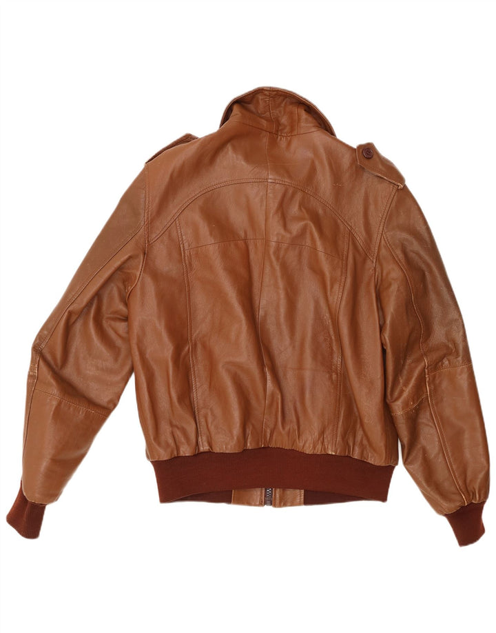 Jachetă militară din piele pentru bărbați VINTAGE UK 40, mare, maro, din piele