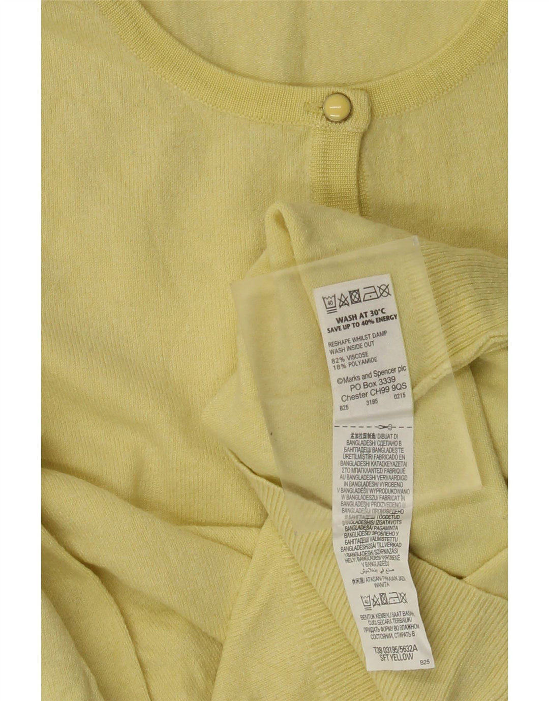 Pulover cardigan pentru femei Marks & Spencer UK 8 Small Yellow Viscose