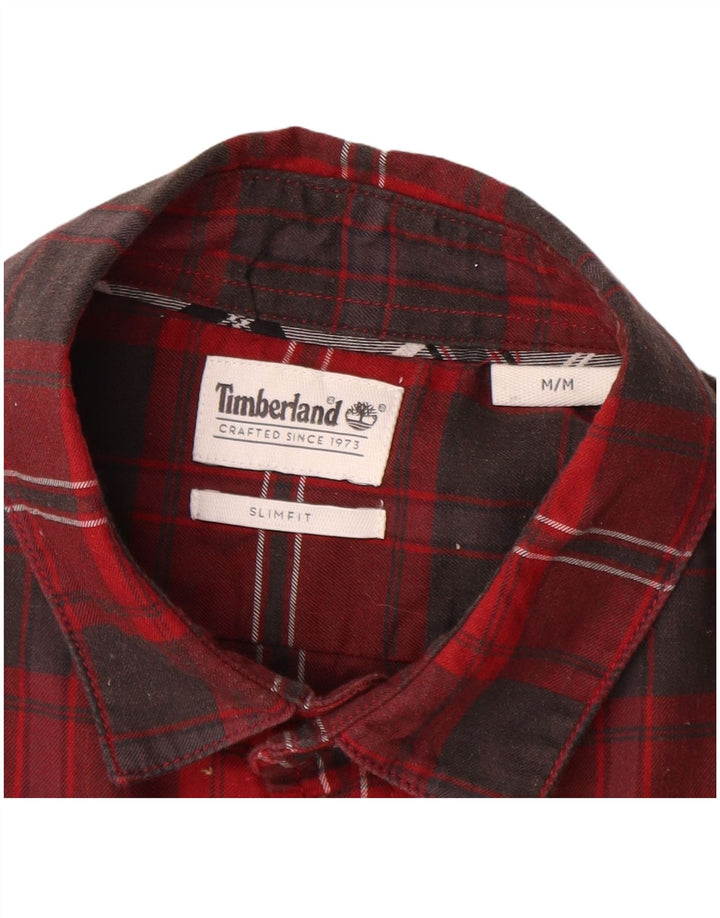 Cămașă de flanel pentru bărbați Timberland Slim Fit, bumbac cu carouri roșii medii