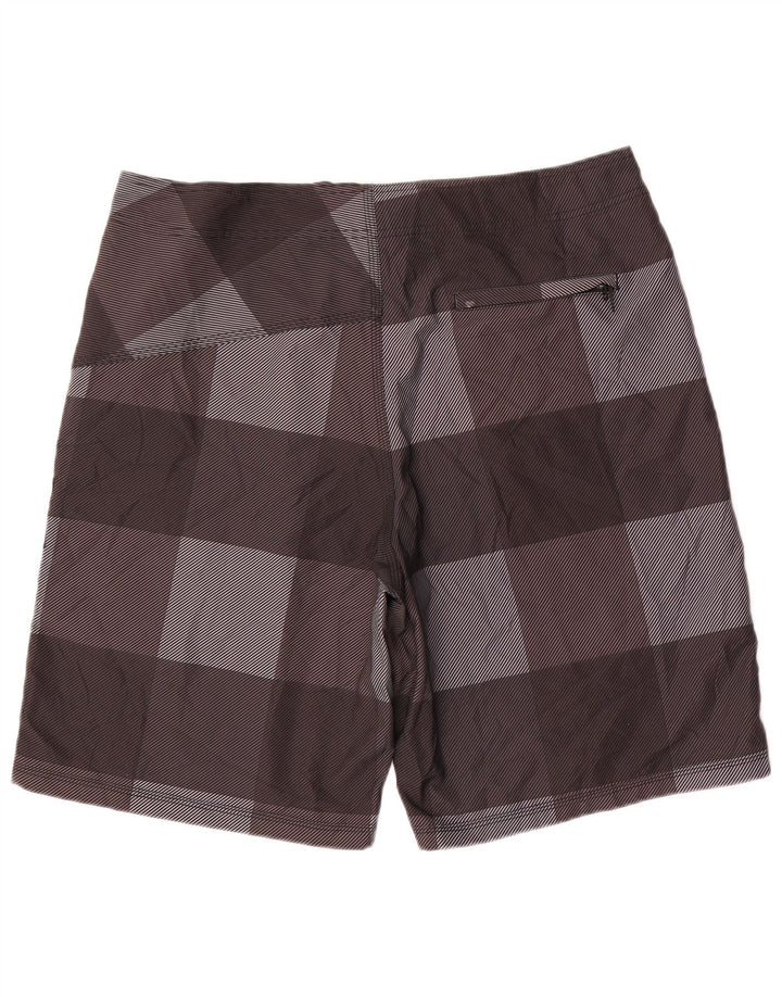 Pantaloni scurți de înot cu grafică Hurley pentru bărbați, poliester cu carouri mari, gri