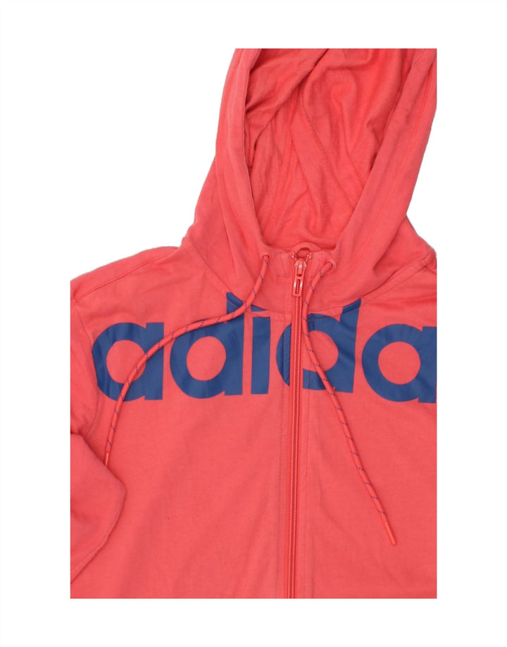 ADIDAS Womens Graphic Zip Hoodie Sweater UK 14 Medium Red Vintage Adidas and Second-Hand Adidas from Messina Hembry 