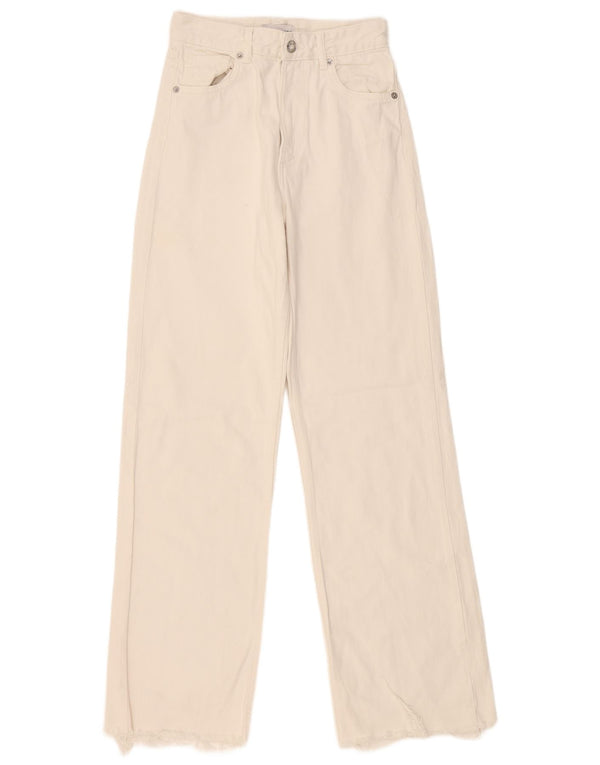 Zara Womens High Waist Wide Leg Jeans EU 36 XS W26 L34 White