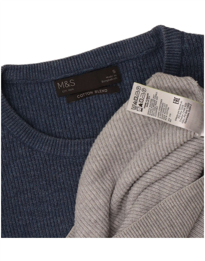 Pulover pentru bărbați Marks & Spencer cu gât roșu, mic, gri, bloc de culoare