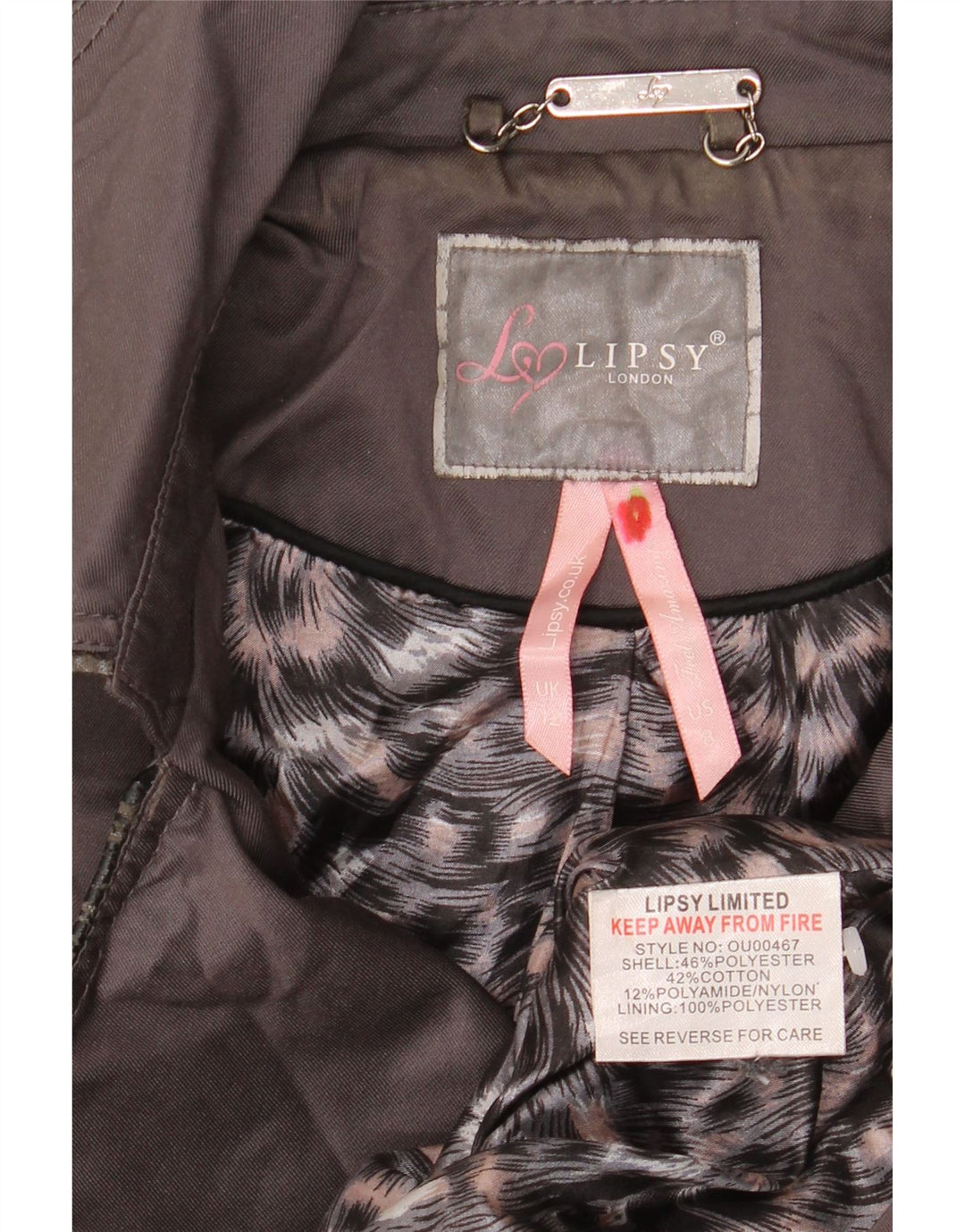 Trench pentru femei Lipsy UK 12 Poliester gri mediu
