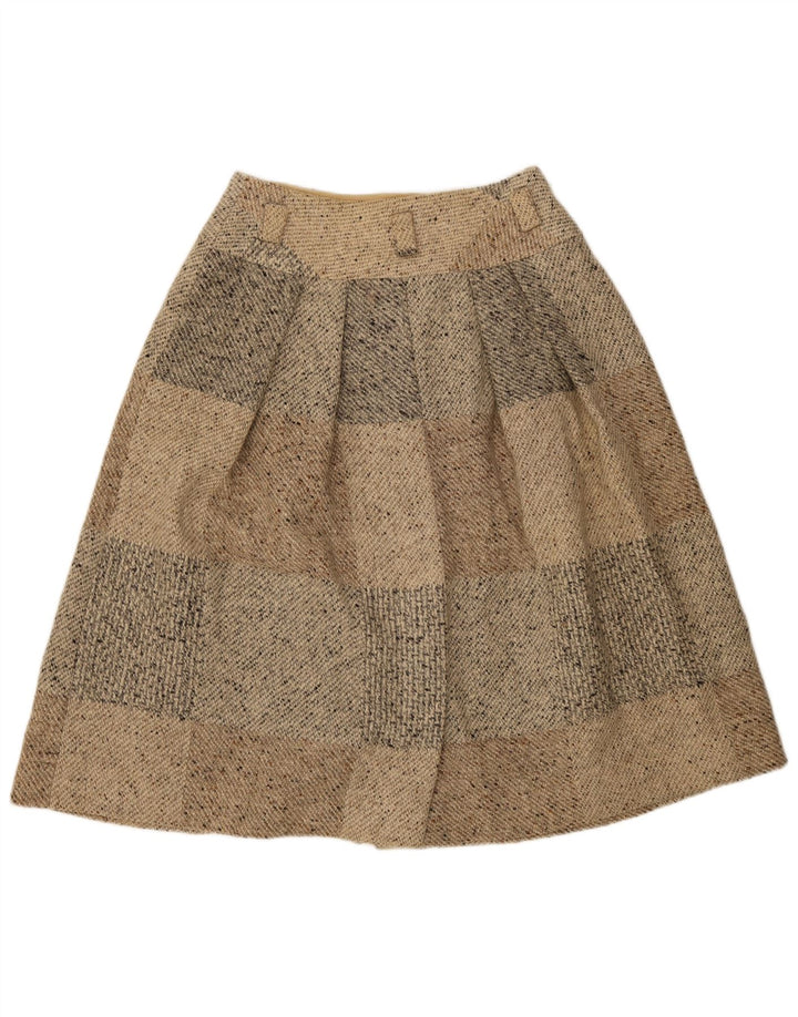 Fusta midi pentru femei Seventy IT 46 Large W30 Beige Patchwork Lână virgină