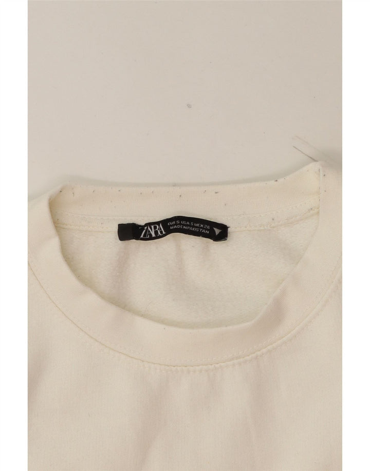 ZARA Womens Oversized Crop Sweatshirt Jumper UK 10 Small White Vintage Zara and Second-Hand Zara from Messina Hembry 