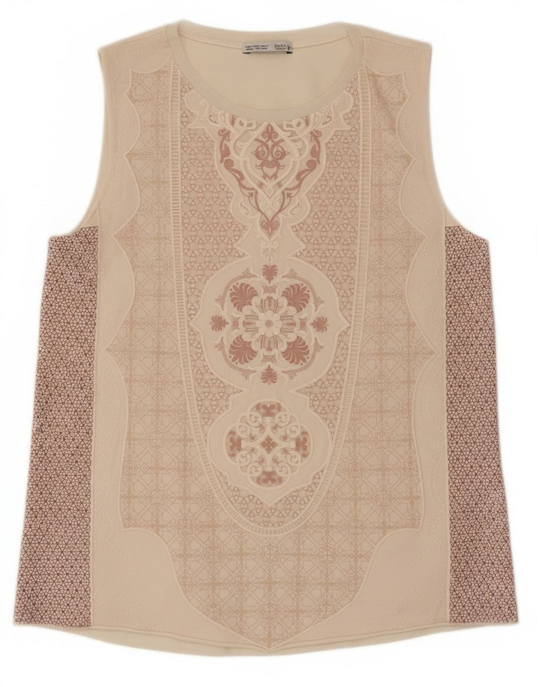 Vesta Top pentru femei Zara cu model abstract UK 8 Mic Bej Poliester
