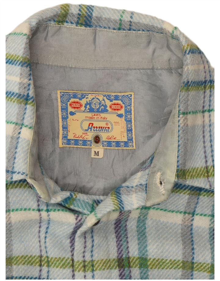 Cămașă de flanel Lumberjack Vintage pentru bărbați, carouri albastre medii
