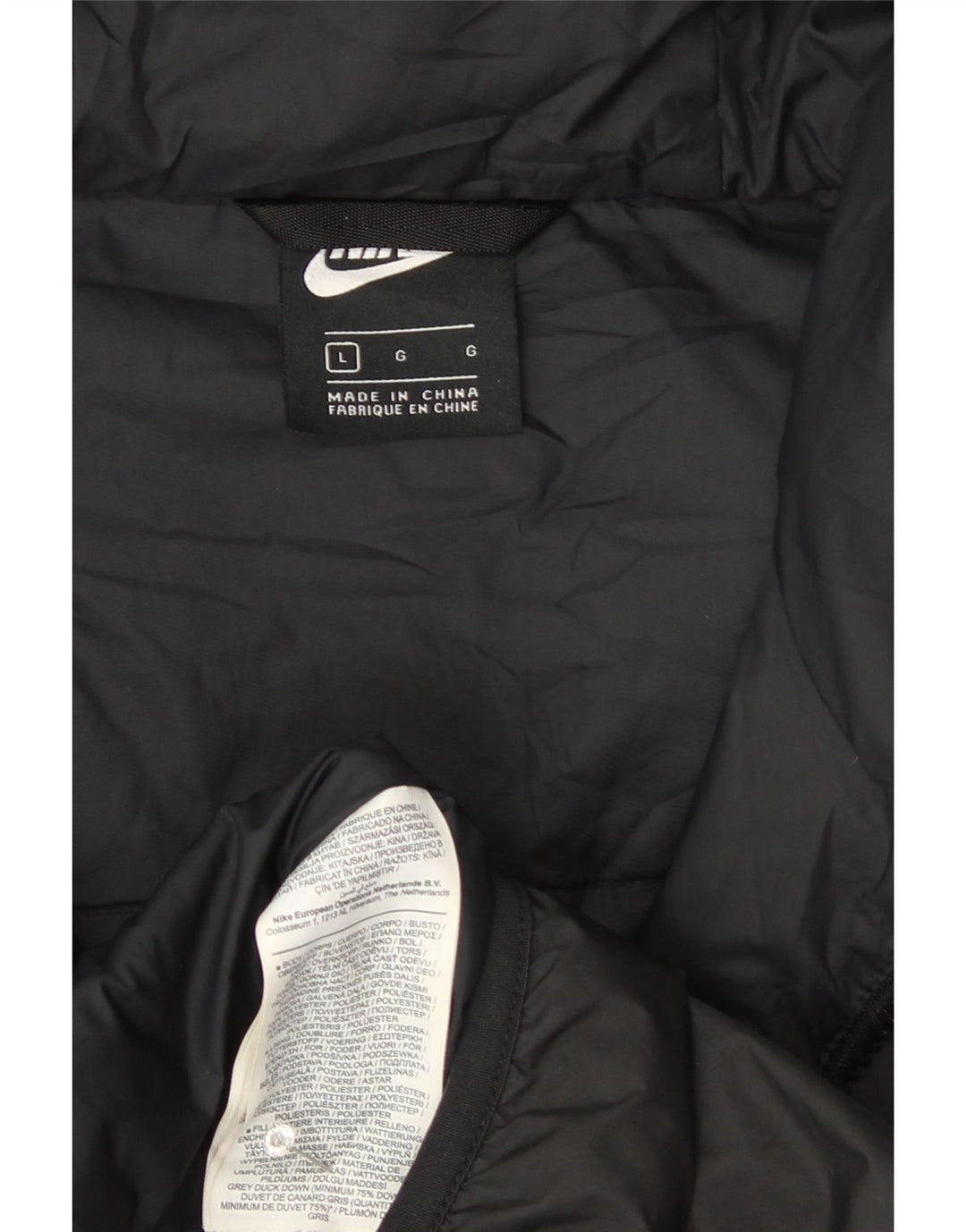 Jachetă căptușită cu glugă pentru bărbați Nike UK 40 Poliester negru mare