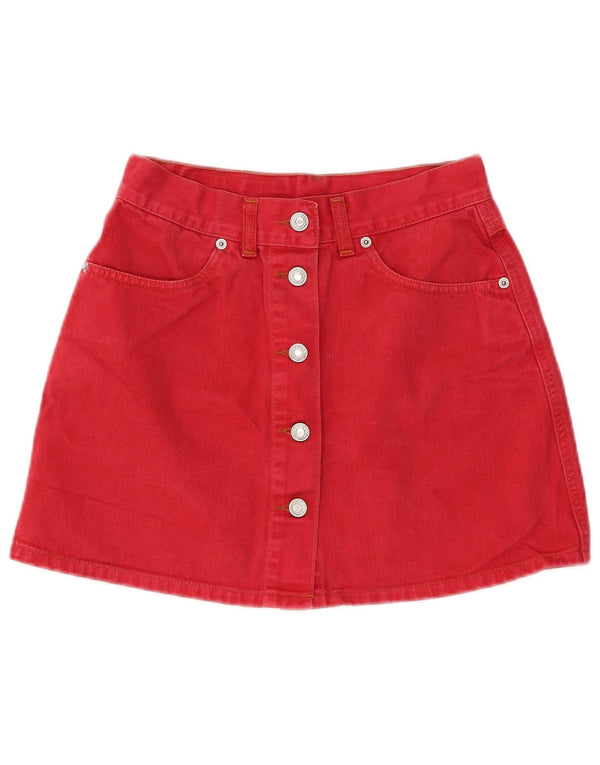 Fusta mini denim pentru femei Benetton IT 44 Medium W26 Bumbac rosu
