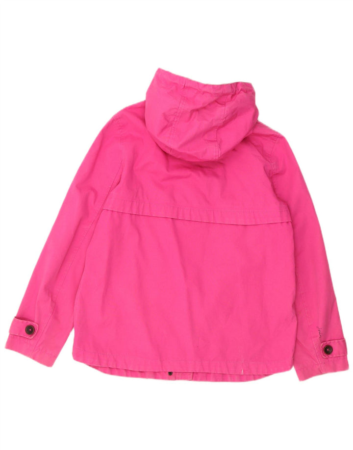 JOULES Womens Hooded Rain Jacket UK 12 Medium Pink Cotton