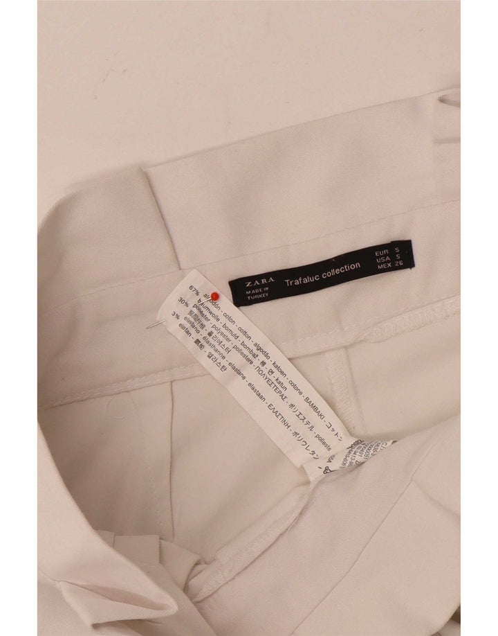 Pantaloni scurți Zara femei cu talie înaltă mici W26 bumbac alb