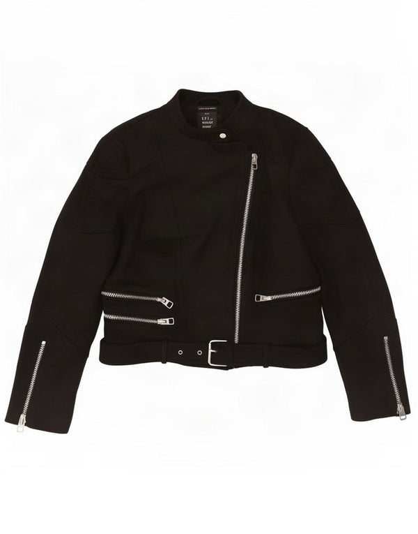 Jachetă Biker Trafaluc Crop pentru femei Zara UK 12 Poliester mediu negru