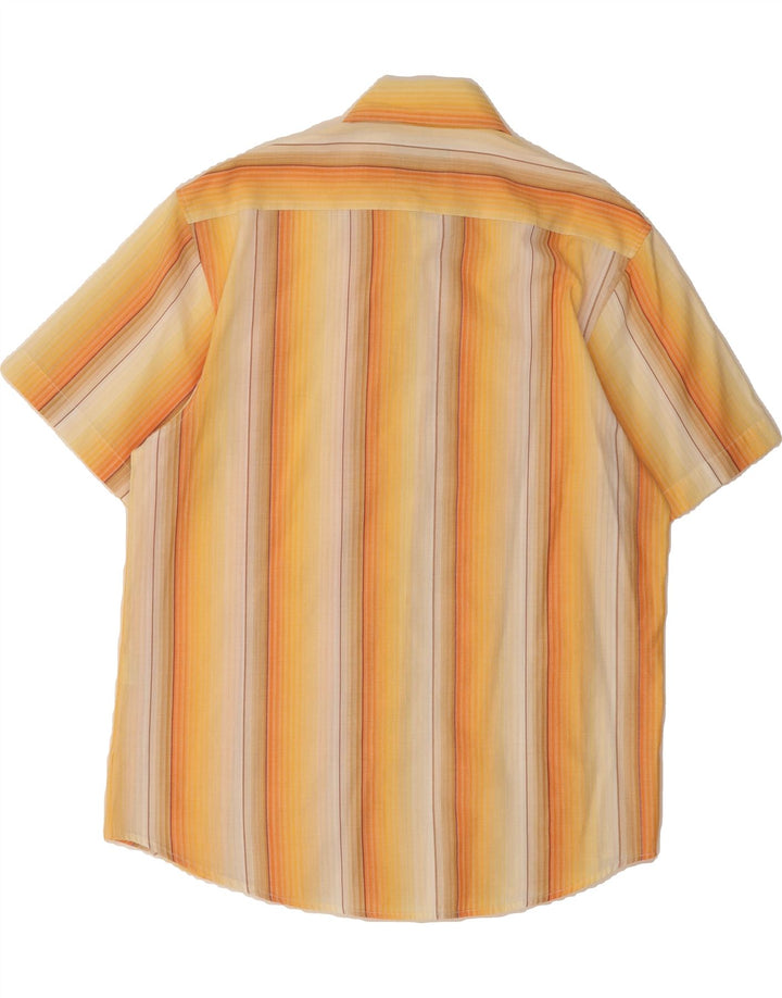 TORELLI Mens Short Sleeve Shirt Large Orange Striped Cotton Vintage Torelli and Second-Hand Torelli from Messina Hembry 