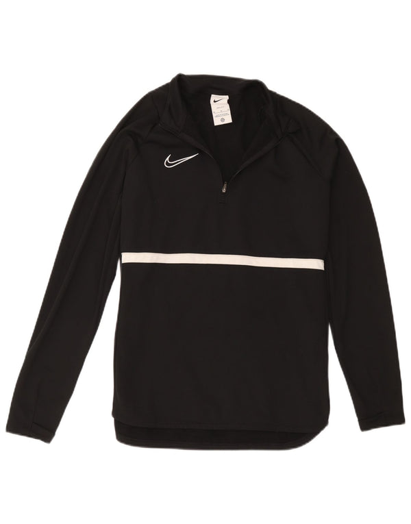 Top de trening pentru bărbați Dri Fit, cu fermoar și gât, negru, colorblock