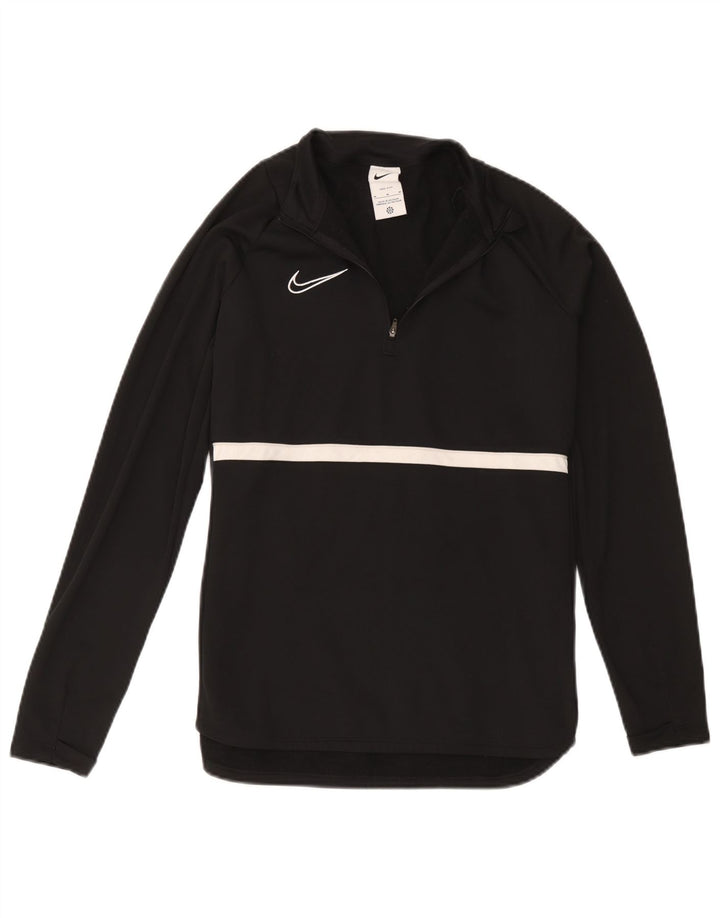 Top de trening pentru bărbați Dri Fit, cu fermoar și gât, negru, colorblock