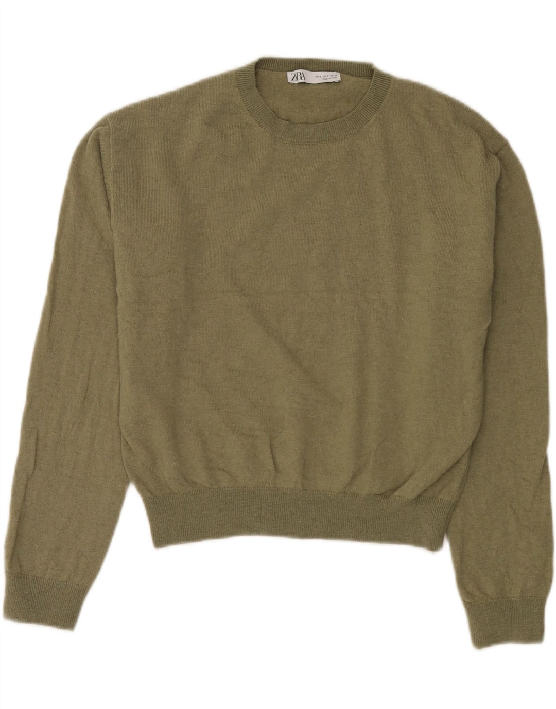 Pulover supradimensionat pentru femei Zara, cu gât crew, UK 10, lână verde mică