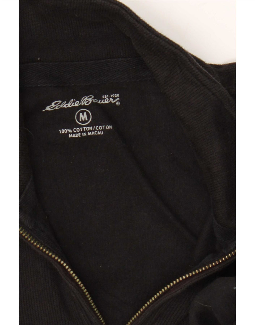 Pulover pentru bărbați Eddie Bauer, cu fermoar și gât, bumbac mediu negru