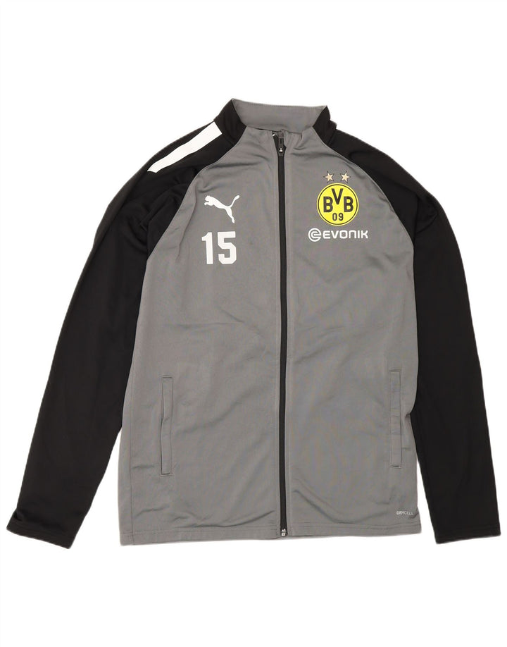 Jachetă de trening Puma BVB Dortmund pentru băieți 15-16 ani, gri, bloc de culoare