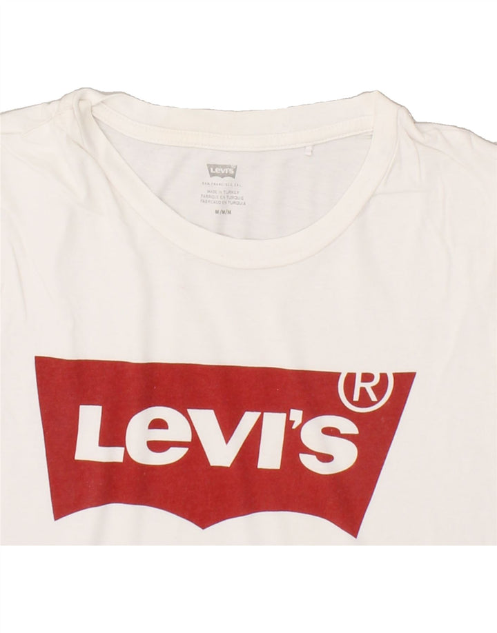 LEVI'S Womens Graphic T-Shirt Top UK 14 Medium White Cotton Vintage Levi's and Second-Hand Levi's from Messina Hembry 