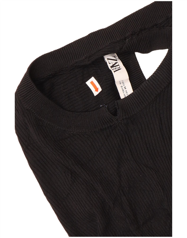 Vest Vest Top Femei Zara UK 12 Medium Black Viscose