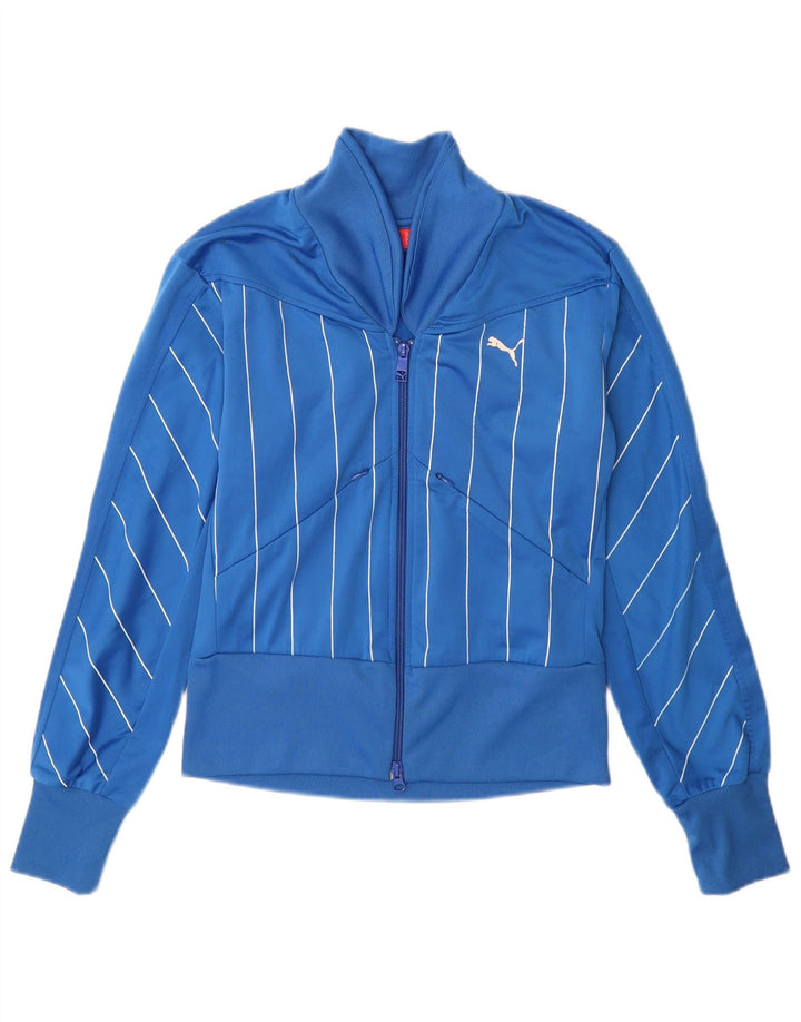 Jachetă de top cu trening grafic Puma pentru femei UK 10 Small Blue Pinstripe