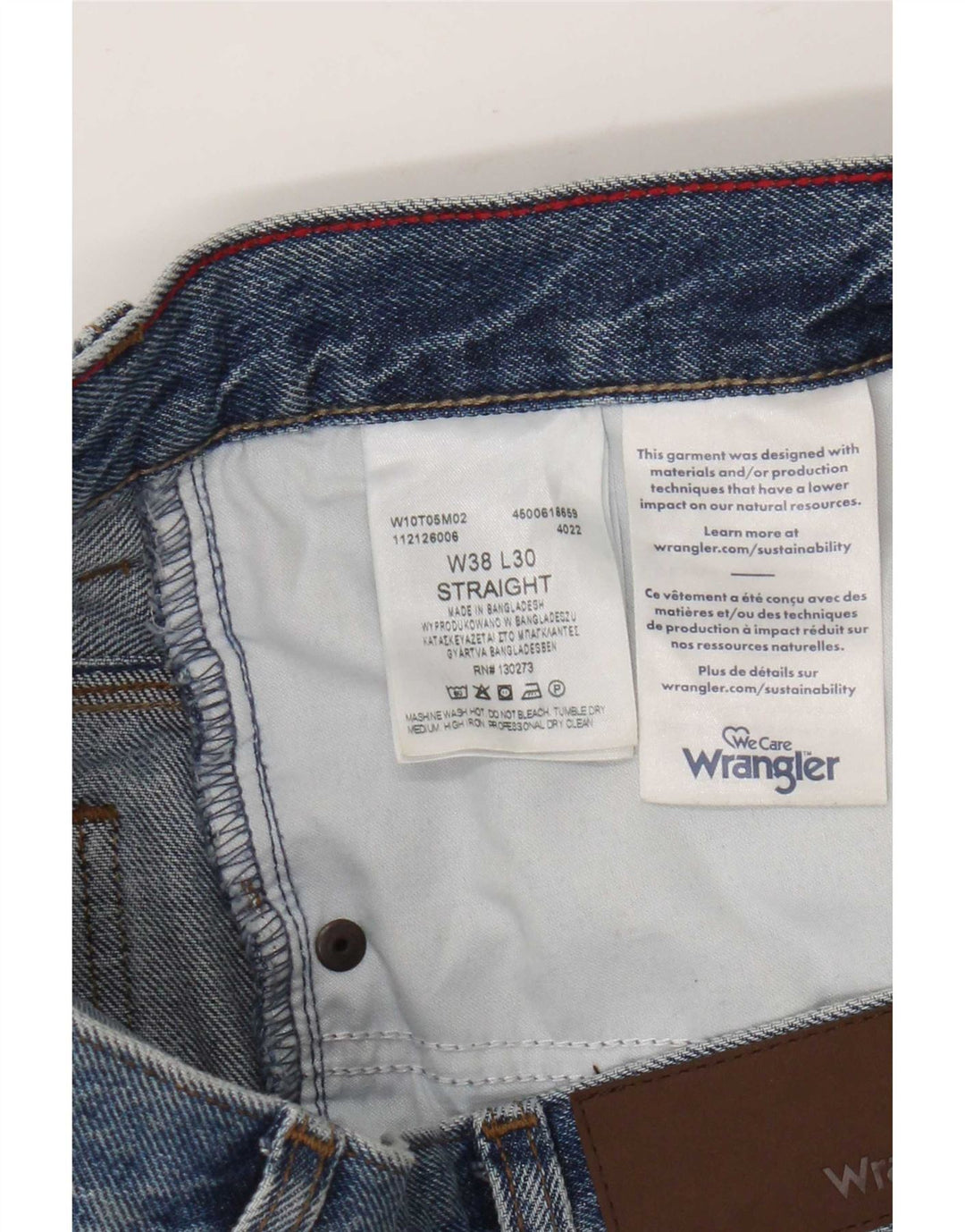 Blugi drepti pentru bărbați Wrangler W38 L27 Bumbac albastru