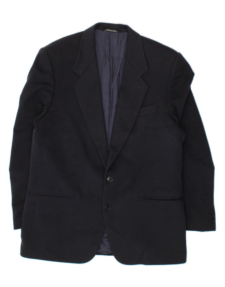 FERRE Mens 2 Button Blazer Jacket IT 50 Large Navy Blue Cashmere Vintage Ferre and Second-Hand Ferre from Messina Hembry 