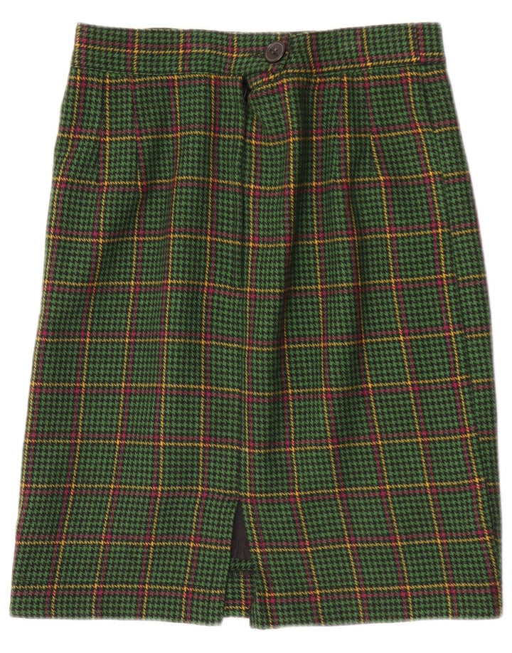 Fusta Dreaptă Vintage Femei W28 Medium Green Houndstooth